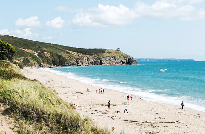 Praa Sands beach in Cornwall