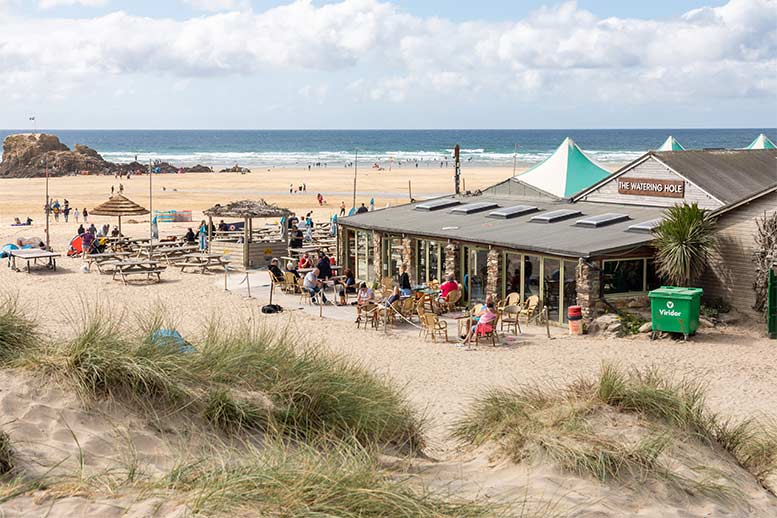 The Watering Hole, a bar on the beach in Perranporth