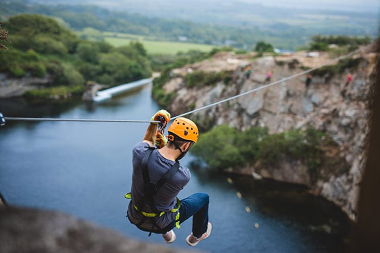 Zip wire at Via Ferrata in Cornwall