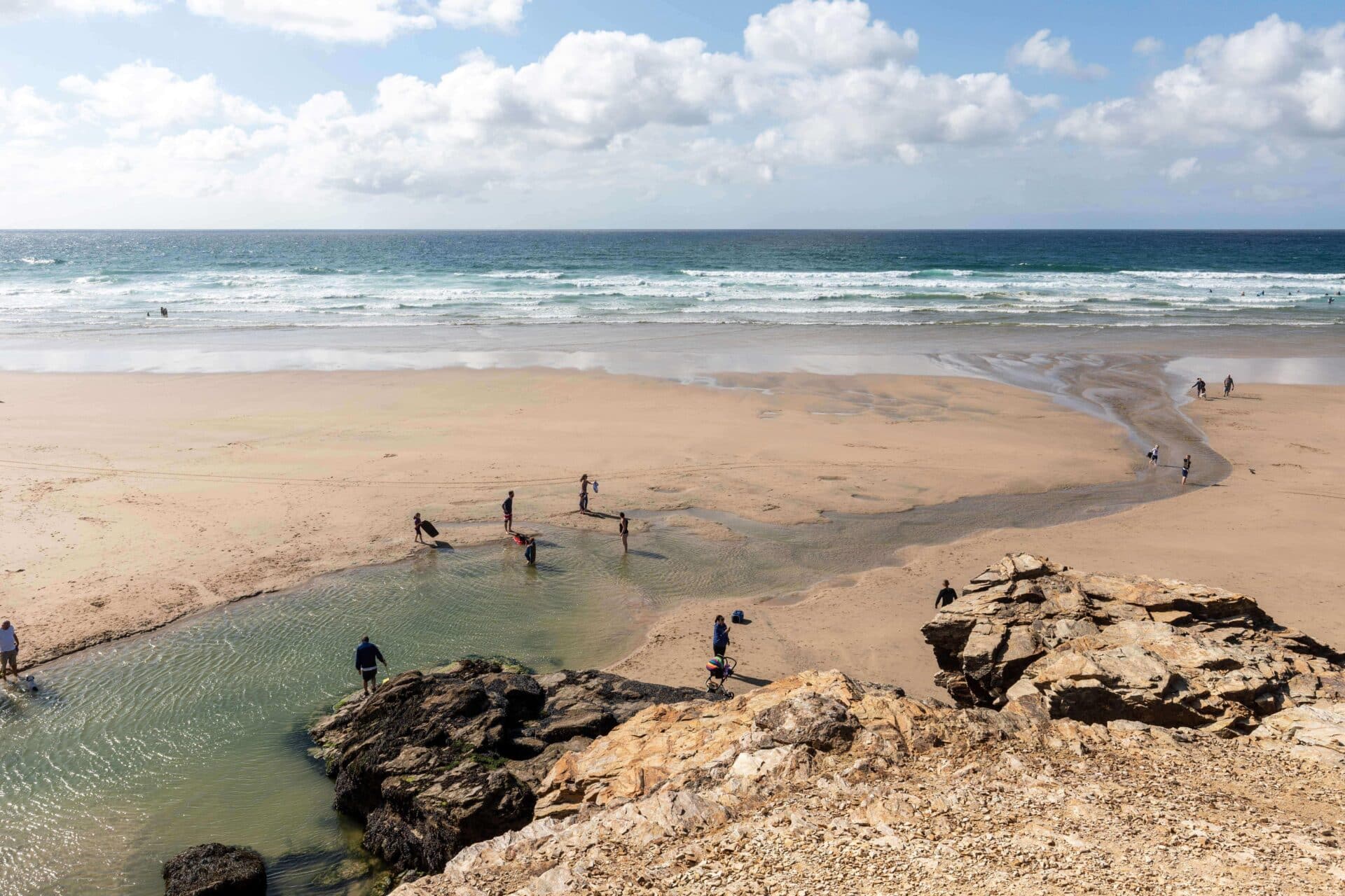 Winter walks on Perranporth beach Cornwall